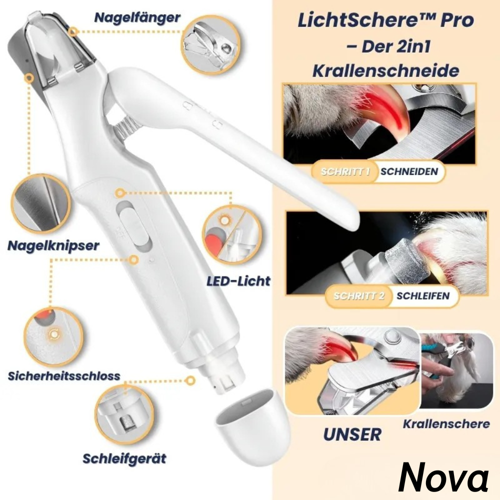 LichtSchere™ Pro – Die 2-in-1 LED-Krallenschere für Pfoten